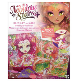 Bunte Bastelbox Nebulous Stars mit Fantasie-Mädchen, Schmuck, Blumen und über 4500 Strasssteinen.