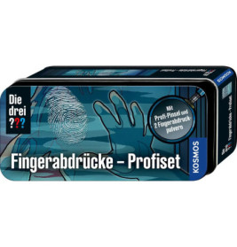 Blechdose mit Aufschrift Fingerabdrücke-Profiset, auf dem Deckel sind ein Fingerabdruck und eine Hand abgebildet.