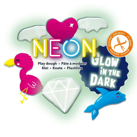 Neon und Glow in the dark-Knete 4x90gr