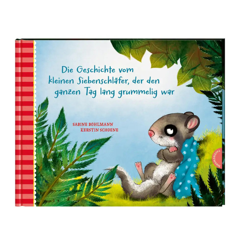 Cover eines Kinderbuchs: Ein mürrischer Siebenschläfer sitzt unter einem Baum, umgeben von grünen Pflanzen. Cover eines Kinderbuchs: Ein mürrischer Siebenschläfer sitzt unter einem Baum, umgeben von grünen Pflanzen.