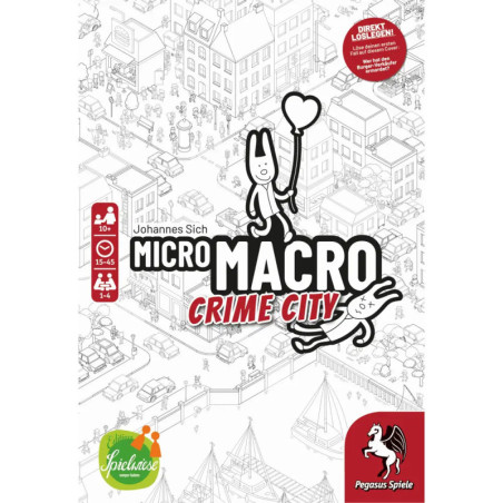 Cover von MicroMacro: Crime City mit Comic-Hasen in detaillierter Stadtansicht. Cover von MicroMacro: Crime City mit Comic-Hasen in detaillierter Stadtansicht.