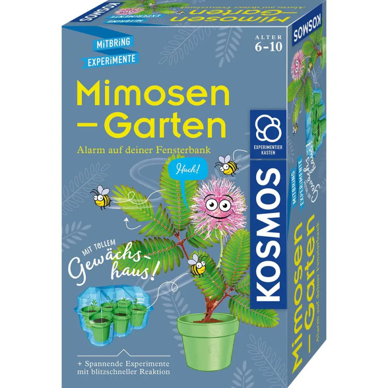 Box des Mimosen-Garten Pflanzen-Experimentierkastens für Kinder von 6-10 mit gezeichneter Mimose. Box des Mimosen-Garten Pflanzen-Experimentierkastens für Kinder von 6-10 mit gezeichneter Mimose.