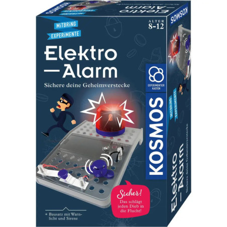 Elektro-Alarm Experimentierkasten für 8-12 Jahre mit Alarmgerät und Comic-Polizist auf der Verpackung. Elektro-Alarm Experimentierkasten für 8-12 Jahre mit Alarmgerät und Comic-Polizist auf der Verpackung.