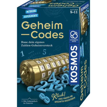 Kosmos Geheim-Codes-Set mit goldener Codewalze und Zahlen, geeignet für Kinder von 8 bis 11 Jahren.