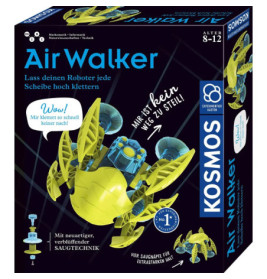 Box des Kosmos Air Walker Robotik-Kits mit gelbem Roboter und blauem deutschen Text auf dunklem Hintergrund.