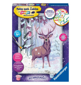 Malset von Ravensburger mit Hirsch- und Vogelmotiv, geeignet für Kinder ab 9 Jahren.