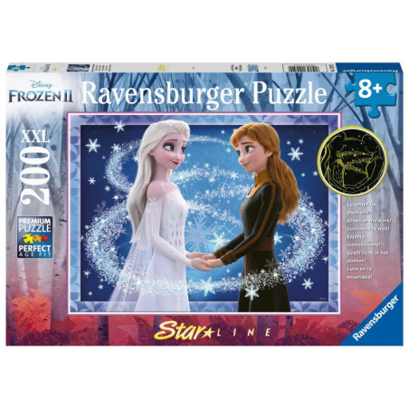 Ravensburger Frozen II Puzzle mit Elsa und Anna, 200 Teile, geeignet für Kinder ab 8 Jahren.