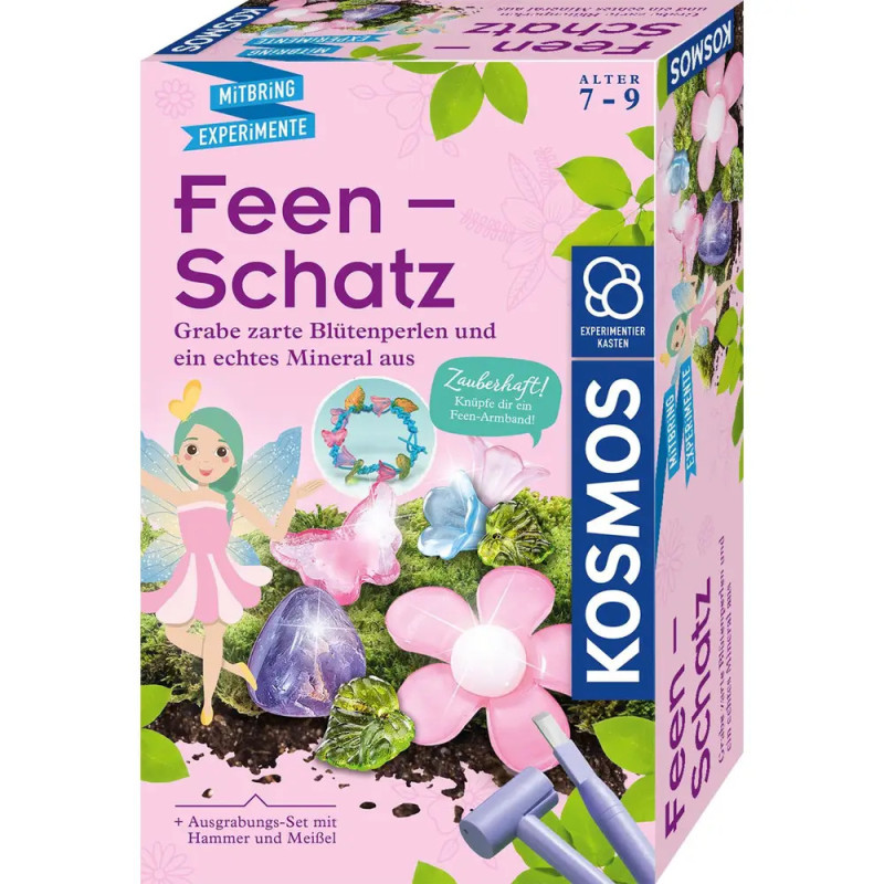 Rosa Kosmos Feen-Schatz Set mit Fee, Edelsteinen, Blumen und Ausgrabungswerkzeug für Kinder von 7-9 Jahren. Rosa Kosmos Feen-Schatz Set mit Fee, Edelsteinen, Blumen und Ausgrabungswerkzeug für Kinder von 7-9 Jahren.