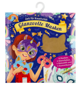 Zeit für Kreativität – Krickel-Kratz-Malbilder – Glanzvolle Masken – 6 Masken, 4 Glanzfolien, ein Holzstift und ein Gu
