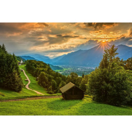 Schmidt Spiele 58970 Puzzle 1500T.Sonnenuntergang ber dem Bergdorf Wamberg