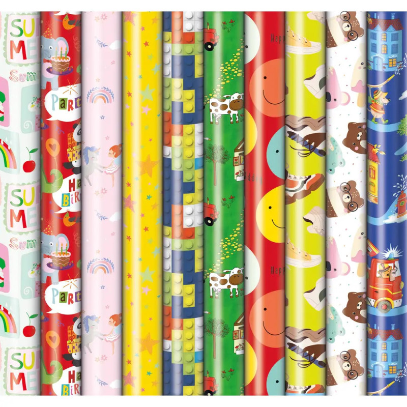 Geschenkröllchen Präsenta Bambini 2 m x 70 cm, Einschlagpapier, sortiert