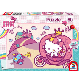 Schmidt Spiele 56407 Hello Kitty GlitzerPuzzle , Prinzessin Kitty, 60 Teile