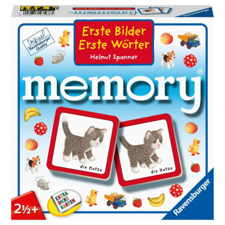 Box eines deutschen Memoryspiels mit Tier- und Objektbildern, Titel: Erste Bilder Erste Wörter. Box eines deutschen Memoryspiels mit Tier- und Objektbildern, Titel: Erste Bilder Erste Wörter.