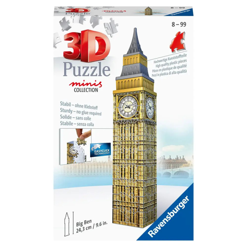 Ravensburger 3D-Puzzle Big Ben, 24,3 cm hoch, geeignet für 8-99 Jahre. Ravensburger 3D-Puzzle Big Ben, 24,3 cm hoch, geeignet für 8-99 Jahre.