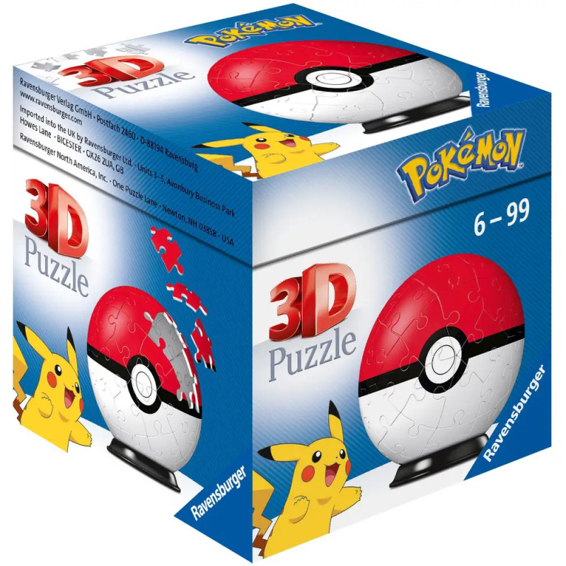 3D-Pokémon-Puzzlebox mit Pikachu und Pokéball von Ravensburger, geeignet für Kinder von 6 bis 99 Jahren.