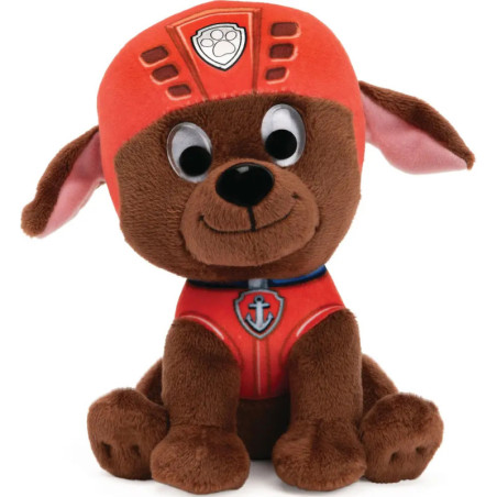 Paw Patrol Stofftier Zuma von Spin Master, 15cm großer Labrador mit orangem Helm und Weste für Fans.