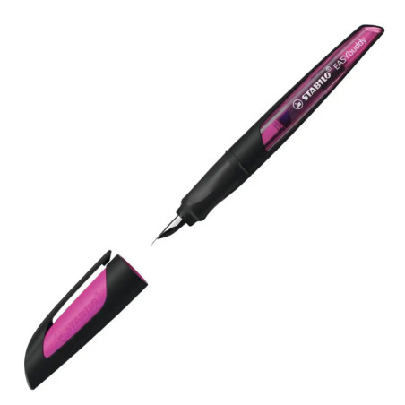 Schulfüller mit Anfänger-Feder A - STABILO EASYbuddy in schwarz/magenta - Schreibfarbe blau (löschbar) - Einzelstift -