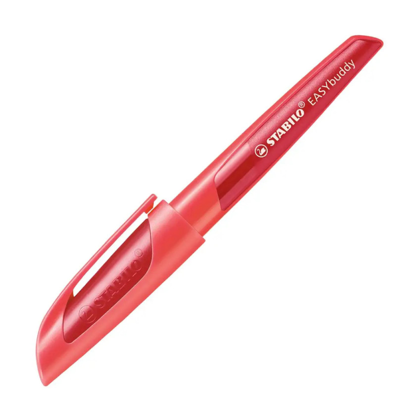 Schulfüller mit Anfänger-Feder A - STABILO EASYbuddy in koralle/rot - Schreibfarbe blau (löschbar) - Einzelstift - ink