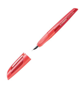 Schulfüller mit Anfänger-Feder A - STABILO EASYbuddy in koralle/rot - Schreibfarbe blau (löschbar) - Einzelstift - ink