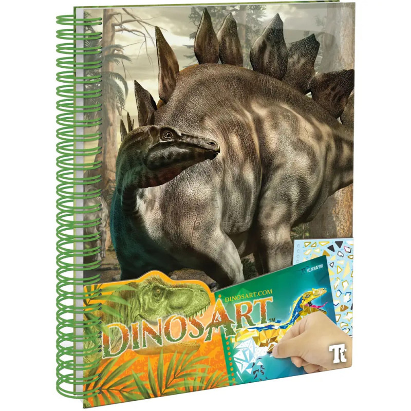 Spiralblock mit Stegosaurus-Illustration und DinosArt-Logo auf dem Cover. Spiralblock mit Stegosaurus-Illustration und DinosArt-Logo auf dem Cover.