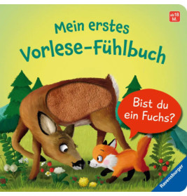 Ein Reh und ein Fuchs treffen sich im Wald auf dem Cover von Mein erstes Vorlese-Fühlbuch.