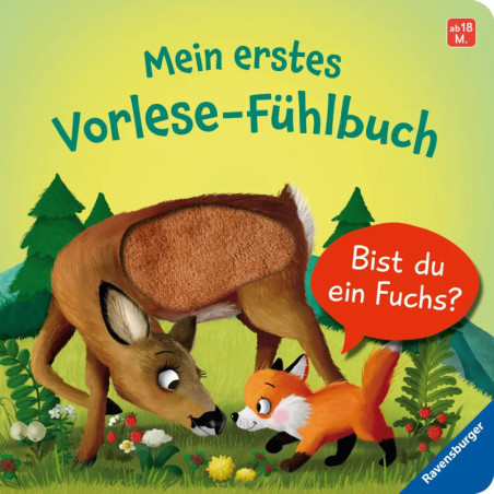Ein Reh und ein Fuchs treffen sich im Wald auf dem Cover von Mein erstes Vorlese-Fühlbuch.