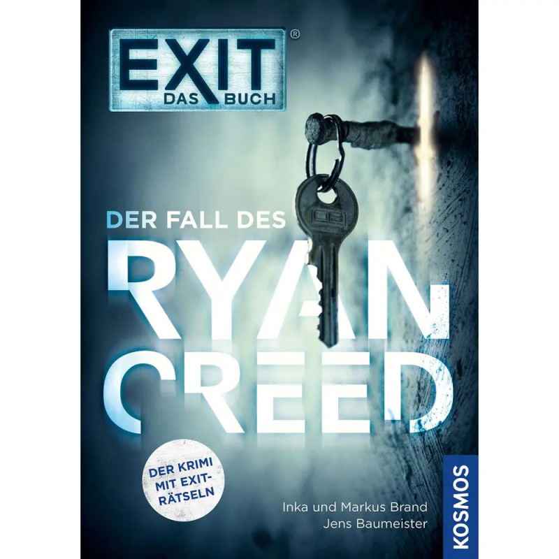 Ein Schlüssel hängt am Haken und wirft Schatten. Auf dem Buchcover steht: Exit: Der Fall des Ryan Creed. Ein Schlüssel hängt am Haken und wirft Schatten. Auf dem Buchcover steht: Exit: Der Fall des Ryan Creed.