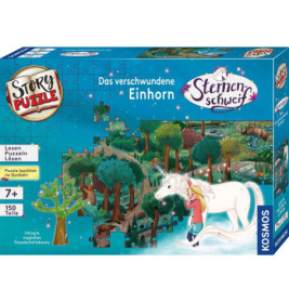 Puzzlebox: Mädchen und Einhorn im Zauberwald, Das verschwundene Einhorn, 150 Teile, ab 7 Jahren.