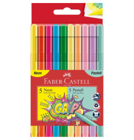 Faber-Castell Grip Filzstift Neon + Pastell 10er Etui