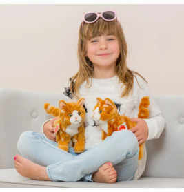 Teddy Hermann Katze stehend, rot getigert, 20 cm