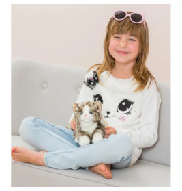 Teddy Hermann Katze liegend grau, ca. 20cm