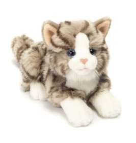 Teddy Hermann Katze liegend grau, ca. 20cm