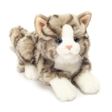 Teddy Hermann Katze liegend grau, ca. 20cm