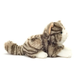 Teddy Hermann Katze liegend grau, ca. 20cm