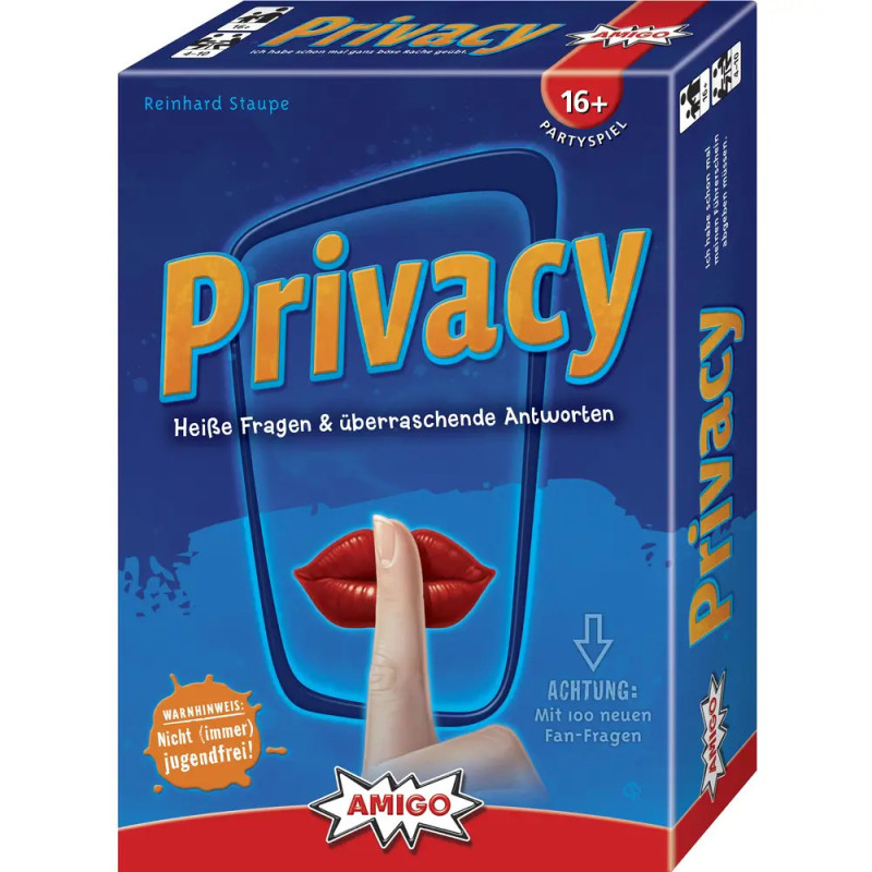 Spielbox Privacy mit Finger vor den Lippen als Zeichen für Geheimhaltung Aufschrift auf Deutsch. Spielbox Privacy mit Finger vor den Lippen als Zeichen für Geheimhaltung Aufschrift auf Deutsch.