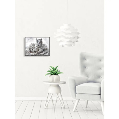 Diamond Painting Weiße Tigermama mit Jungtier 40x30 cm