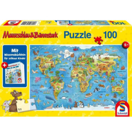 Schmidt Spiele 56412 Puzzle Mauseschlau & Bärenstark Reise um die Welt, 100 Teile