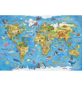 Schmidt Spiele 56412 Puzzle Mauseschlau & Bärenstark Reise um die Welt, 100 Teile