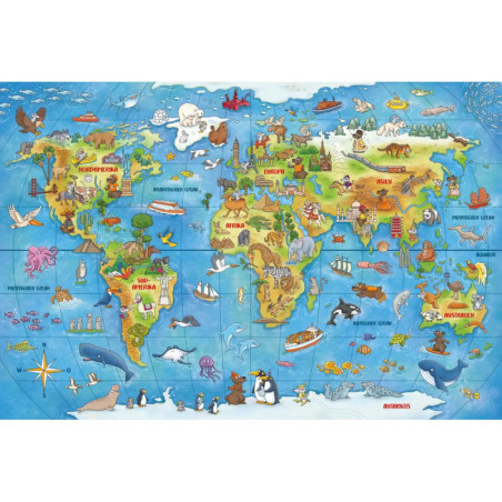 Schmidt Spiele 56412 Puzzle Mauseschlau & Bärenstark Reise um die Welt, 100 Teile