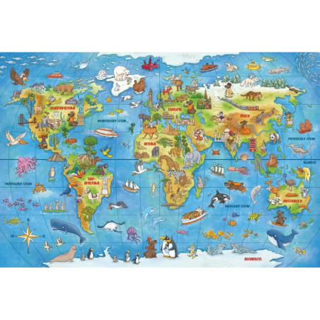Schmidt Spiele 56412 Puzzle Mauseschlau & Bärenstark Reise um die Welt, 100 Teile