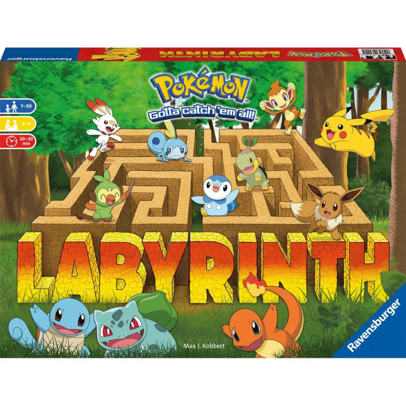 Box-Cover des Pokémon-Labyrinth-Spiels mit mehreren Pokémon rund um ein goldenes Labyrinth. Box-Cover des Pokémon-Labyrinth-Spiels mit mehreren Pokémon rund um ein goldenes Labyrinth.