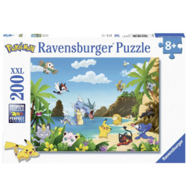 200-teiliges Ravensburger Pokémon-Puzzle mit Strandmotiv und mehreren Pokémon. Geeignet ab 8 Jahren.