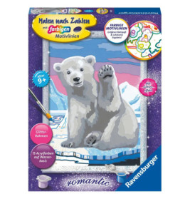 Malset mit Zahlen, Motiv Eisbär, incl. Farben und Pinsel, geeignet ab 9 Jahren.