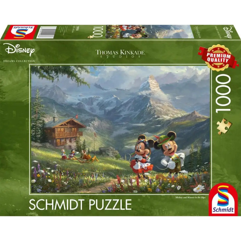 Schmidt Spiele 59938 Puzzle Disney, Mickey & Minnie in den Alpen 1000 Teile