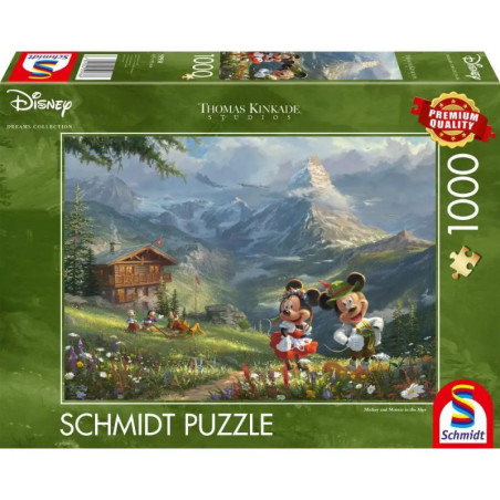 Schmidt Spiele 59938 Puzzle Disney, Mickey & Minnie in den Alpen 1000 Teile