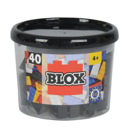 Kunststoffbox mit 40 Blox-Bausteinen ab 4 Jahren, schwarzer Deckel.