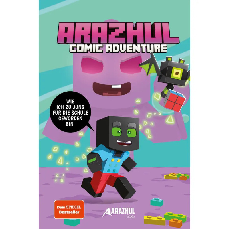 Ein Cartoon-Charakter läuft mit einem Schläger, ein rosa Geist folgt ihm, auf einem bunten Comic-Cover. Ein Cartoon-Charakter läuft mit einem Schläger, ein rosa Geist folgt ihm, auf einem bunten Comic-Cover.