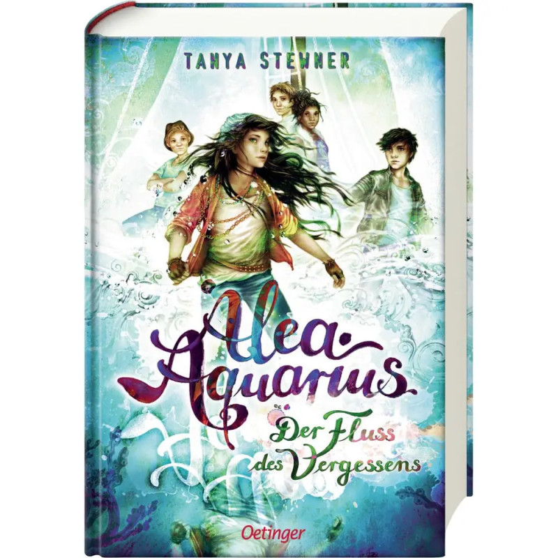 Buchcover von Alea Aquarius: Der Fluss des Vergessens mit fünf Kindern vor magisch-wasserreichem Hintergrund. Buchcover von Alea Aquarius: Der Fluss des Vergessens mit fünf Kindern vor magisch-wasserreichem Hintergrund.