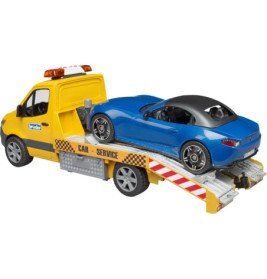 MB Sprinter Autotransporter m. Light + Sound Modul und BRUDER Roadster