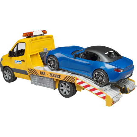 MB Sprinter Autotransporter m. Light + Sound Modul und BRUDER Roadster